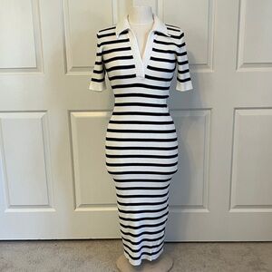 Caroline Constas Striped Knit Midi Dress